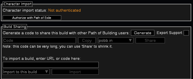 path of building 2 import and sharing
